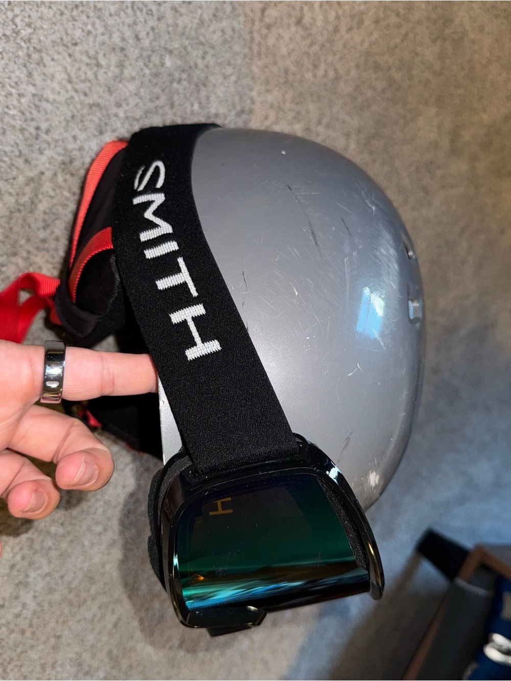 SMITH Snow Goggles with Black Strap and Green Mirrored Lens